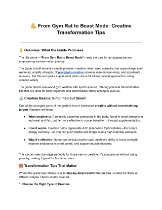 From Gym Rat to Beast Mode: Creatine Transformation Tips