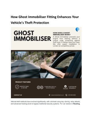 Ghost Immobiliser Fitting for Superior Theft Protection