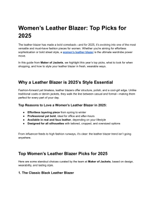 Women’s Leather Blazer_ Top Picks for 2025