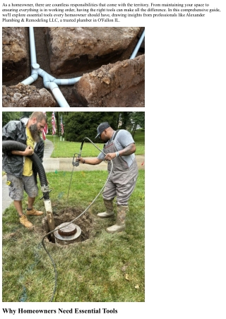 Essential Tools Every Homeowner Should Have: Insights from a Plumber in O’Fallon