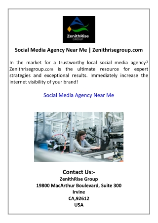 Social Media Agency Near Me  Zenithrisegroup.com