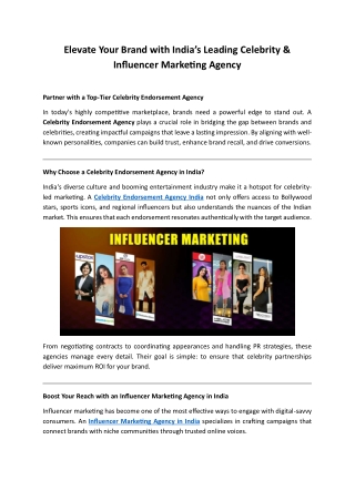 Elevate Your Brand with India’s Leading Celebrity & Influencer Marketing Agency