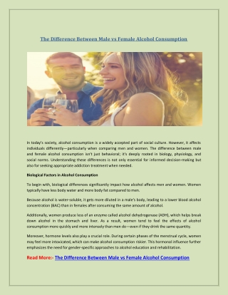 The Difference Between Male vs Female Alcohol Consumption