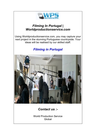 Filming In Portugal Worldproductionservice.com