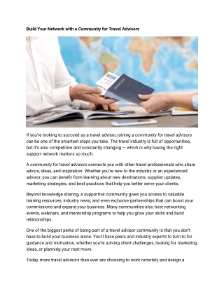 Build Your Network with a Community for Travel Advisors