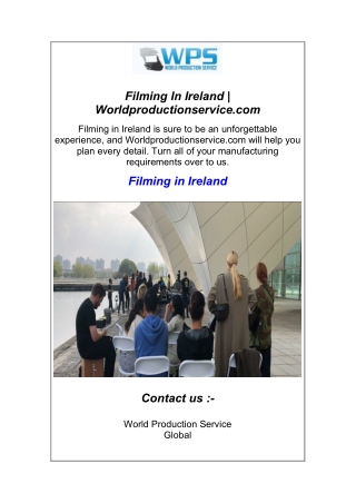 Filming In Ireland  Worldproductionservice.com