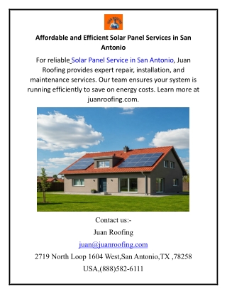 Affordable and Efficient Solar Panel Services in San Antonio