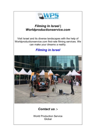 Filming In Israel  Worldproductionservice.com