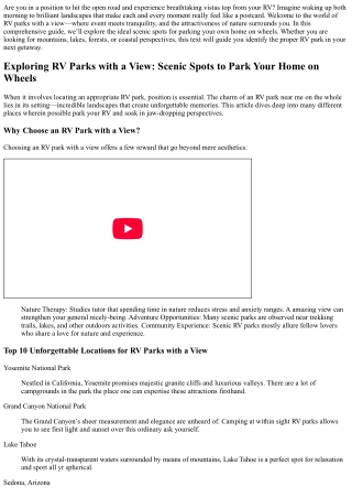 RV Parks with a View: Scenic Spots to Park Your Home on Wheels