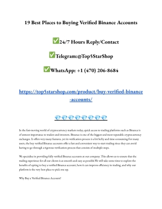 19 Best Places to Buying Verified Binance Accounts