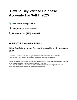 How To Buy Verified Coinbase Accounts For Sell In 2025