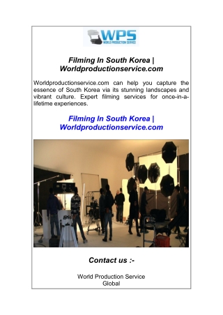 Filming In South Korea  Worldproductionservice.com