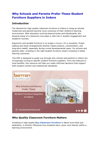 Why Schools and Parents Prefer These Student Furniture Suppliers in Indore