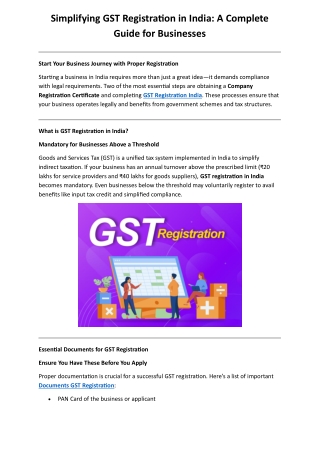 Simplifying GST Registration in India -  A Complete Guide for Businesses