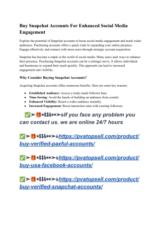 Buy Snapchat Accounts For Enhanced Social Media Engagement
