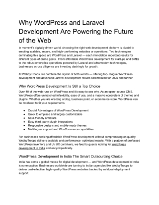 Why WordPress and Laravel Development Are Powering the Future of the Web