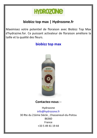biobizz top max  Hydrozone.fr