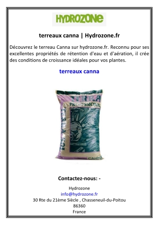 terreaux canna  Hydrozone.fr