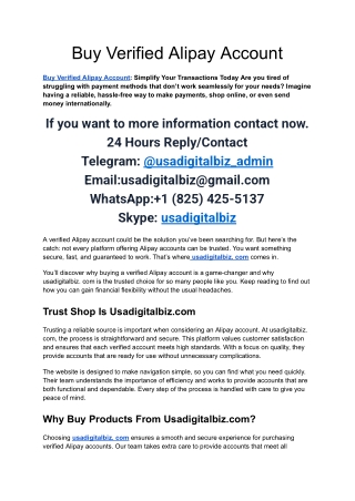 Top 7 Best Site To Buying Verified Alipay Account