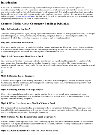 Common Myths About Contractor Bonding: Debunked!