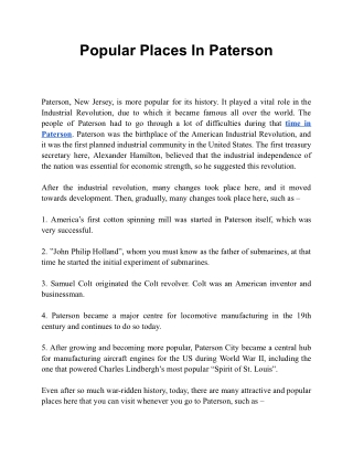 Popular Places In Paterson