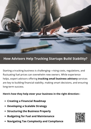 How Advisors Help Trucking Startups Build Stability?