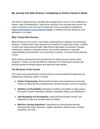 My Journey into Data Science_ Completing an Online Course in Noida