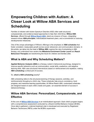 Empowering Children with Autism_ A Closer Look at Willow ABA Services and Scheduling