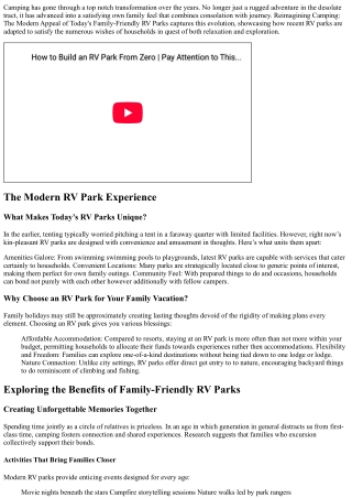 Reimagining Camping: The Modern Appeal of Today's Family-Friendly RV Parks