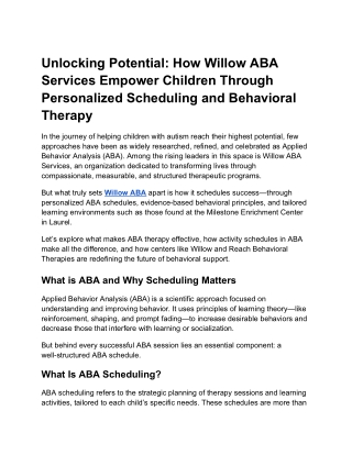 Unlocking Potential_ How Willow ABA Services Empower Children