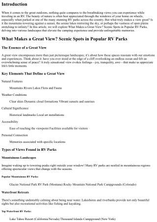 What Makes a Great View? Scenic Spots in Popular RV Parks