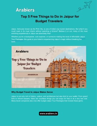 Top 5 Free Things to Do in Jaipur for Budget Travelers