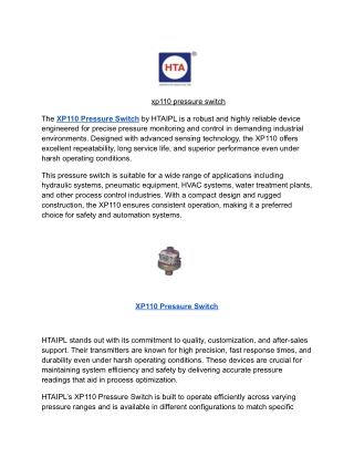xp110 pressure switch