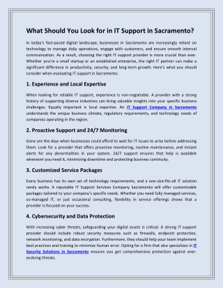 What Should You Look for in IT Support in Sacramento?