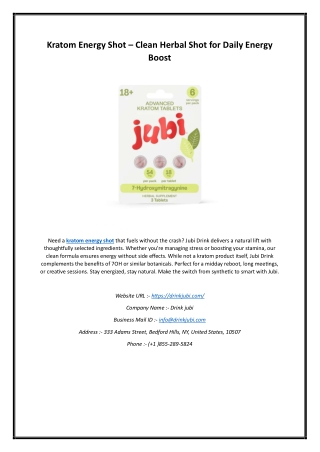 Kratom Energy Shot – Clean Herbal Shot for Daily Energy Boost