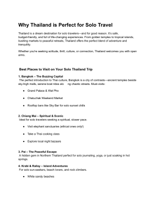 Why Thailand is Perfect for Solo Travel