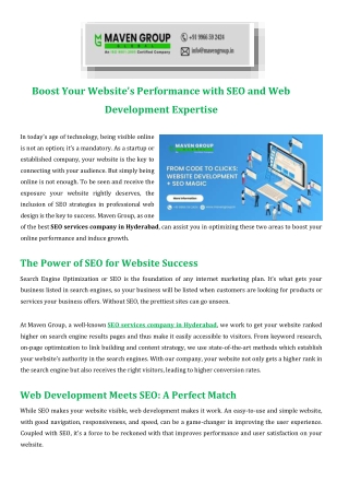 Boost Your Website’s Performance with SEO and Web Development Expertise