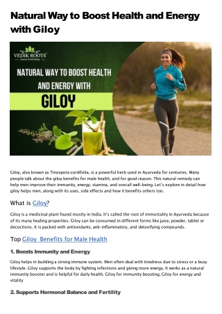 Natural Way to Boost Health and Energy with Giloy