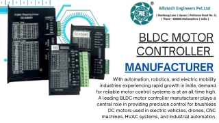 BLDC Motor Controller Manufacturer Powering India’s Next-Gen Motion Solutions