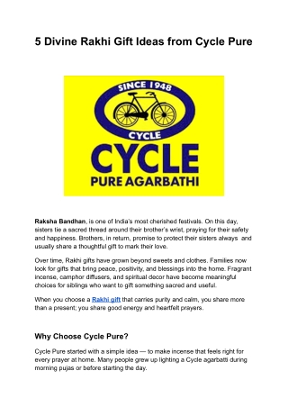 5 Divine Rakhi Gift Ideas from Cycle Pure