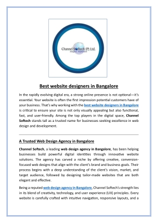 Best website designers in Bangalore