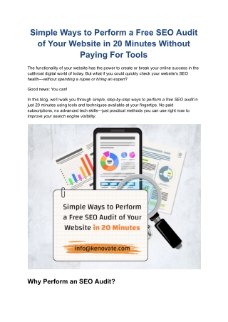 Simple Ways to Perform a Free SEO Audit of Your Website in 20 Minutes Without Paying for Tools