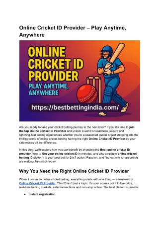 Online Cricket ID Provider – Play Anytime, Anywhere