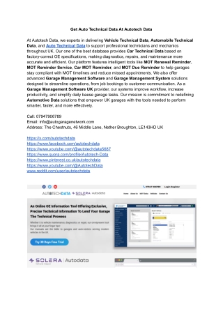 Auto Technical Data At Autotech Data