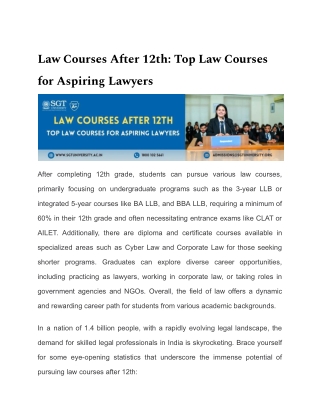 Law Courses After 12th Top Law Courses for Aspiring Lawyers