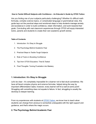 How to Tackle Difficult Subjects with Confidence