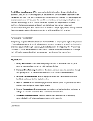 The LIC Premium Payment API