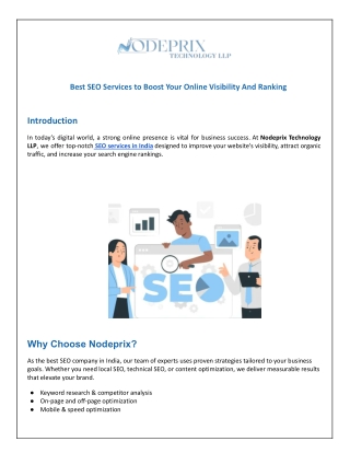 Best SEO Services to Boost Your Online Visibility And Ranking