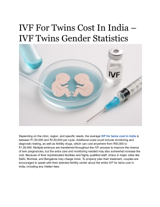 IVF For Twins Cost In India – IVF Twins Gender Statistics