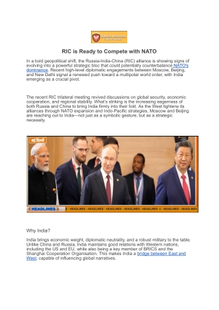 RIC is Ready to Compete with NATO